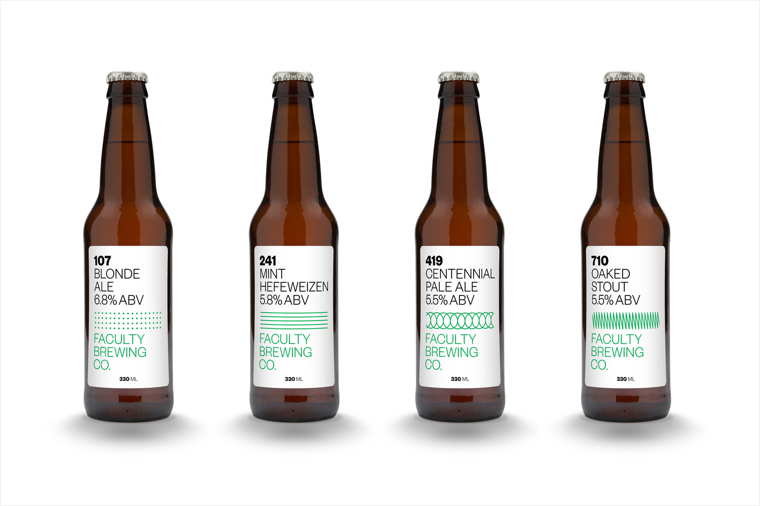 Craft beer branding and packaging by Canadian graphic design studio Post Projects for Faculty Brewing Co. 