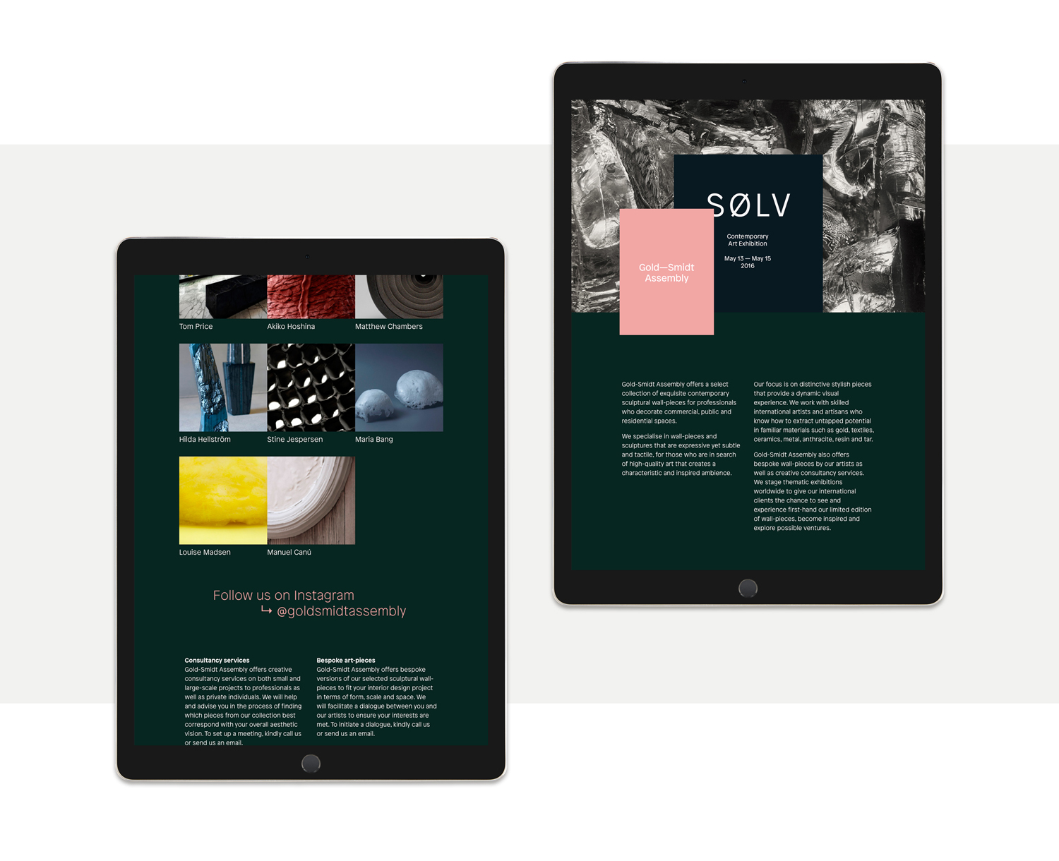 Brand identity and responsive website by Copenhagen design studio Republic for pop-up art gallery Gold—Smidt Assembly