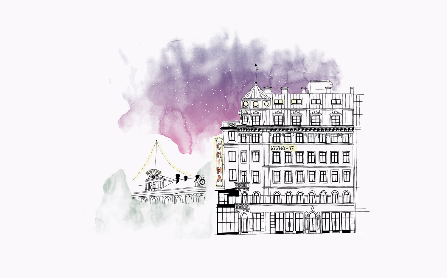 Watercolour and ink illustration for Scandinavian developer Innovation Properties by 25AH
