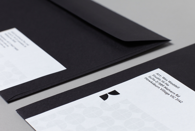 Logo and envelope design by Studio Hi Ho for Melbourne-based architecture and interior design firm K2LD