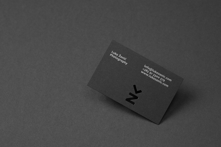 Business cards with die cut detail by Studio8585 for architectural photographer Luka Žanić