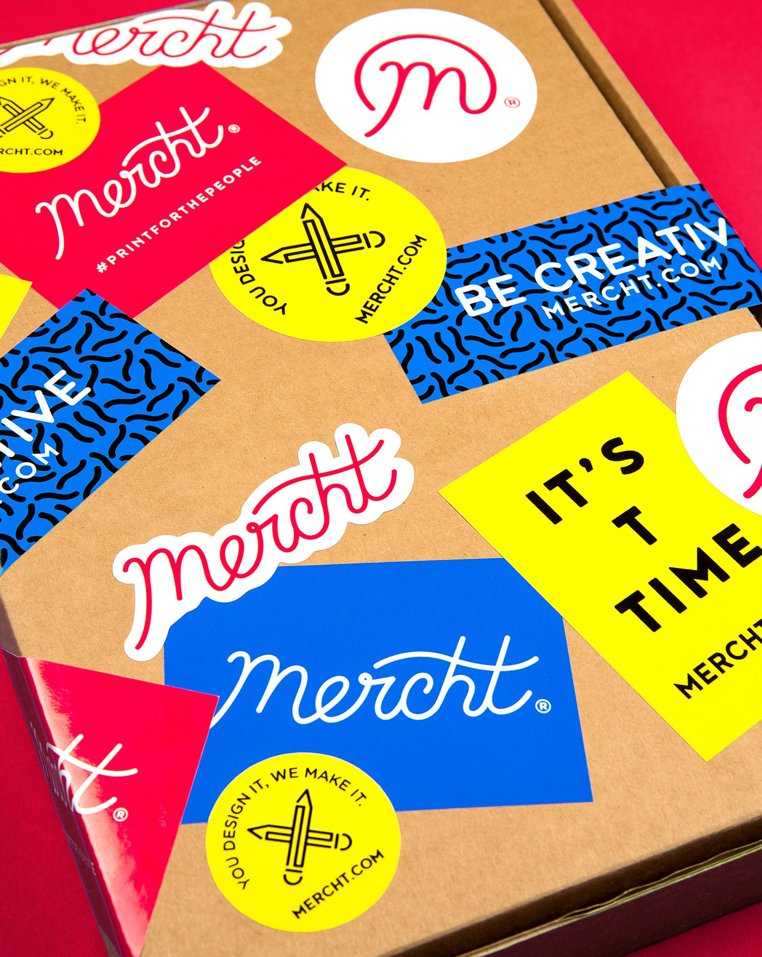 Brand identity and stickers for UK based custom merchandise business Mercht by Robot Food