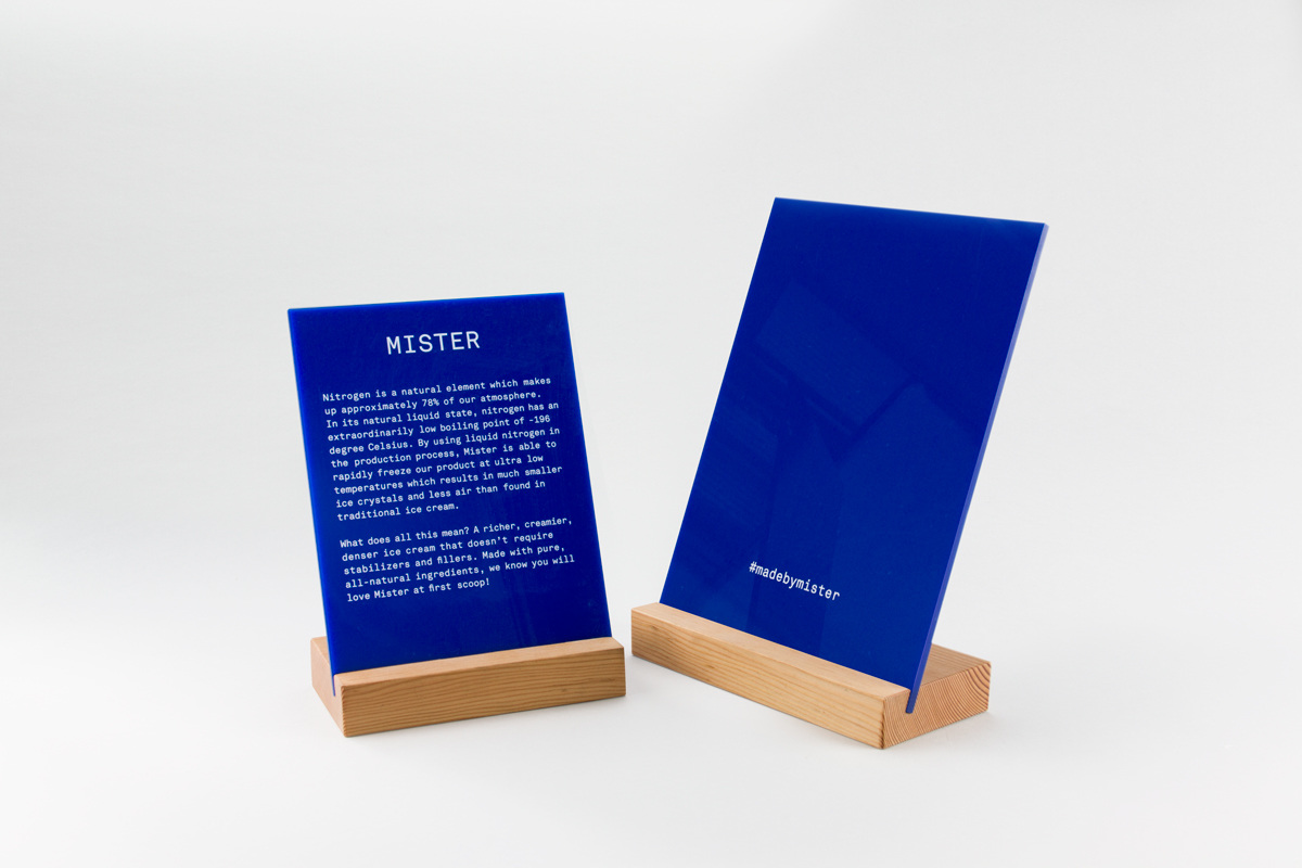 Brand identity and signage by Brief for Vancouver-based all natural, artisanal and seasonal ice cream business Mister