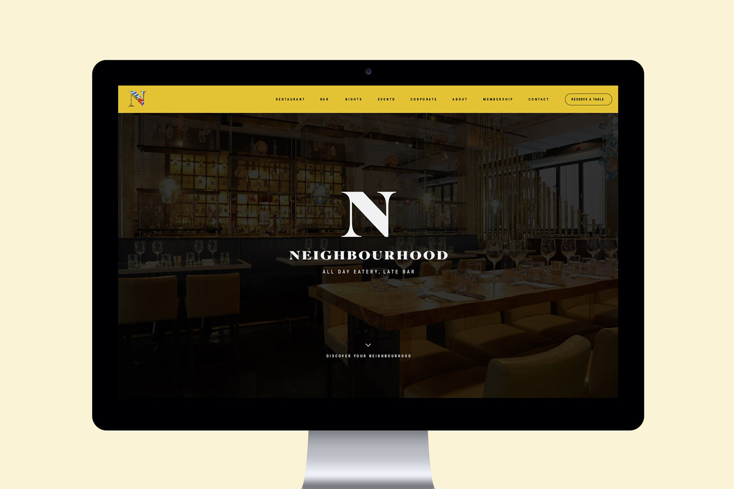 Branding and web design for Manchester restaurant, bar and club Neighbourhood by Ahoy, United Kingdom