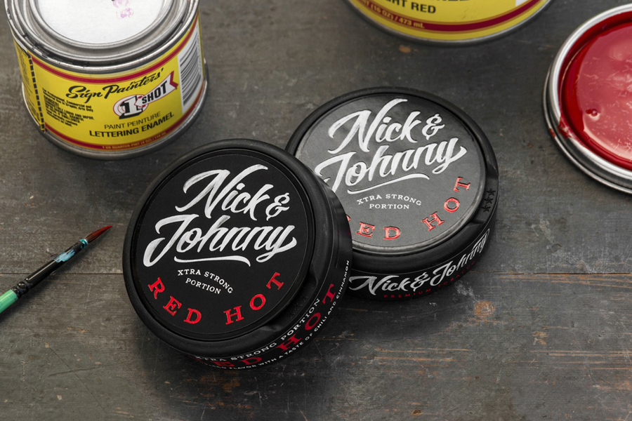 Packaging for Swedish Snus brand Nick & Johnny created by Scandinavian Design Group