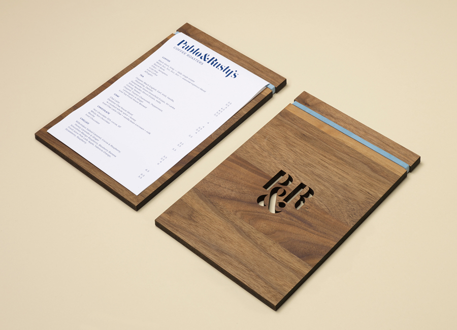 Wood menu backboard for Sydney based roaster Pablo & Rusty's designed by Manual