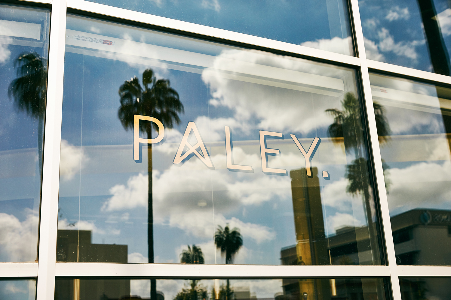 Brand identity and signage for Los Angeles restaurant Paley designed by Mucca, United States