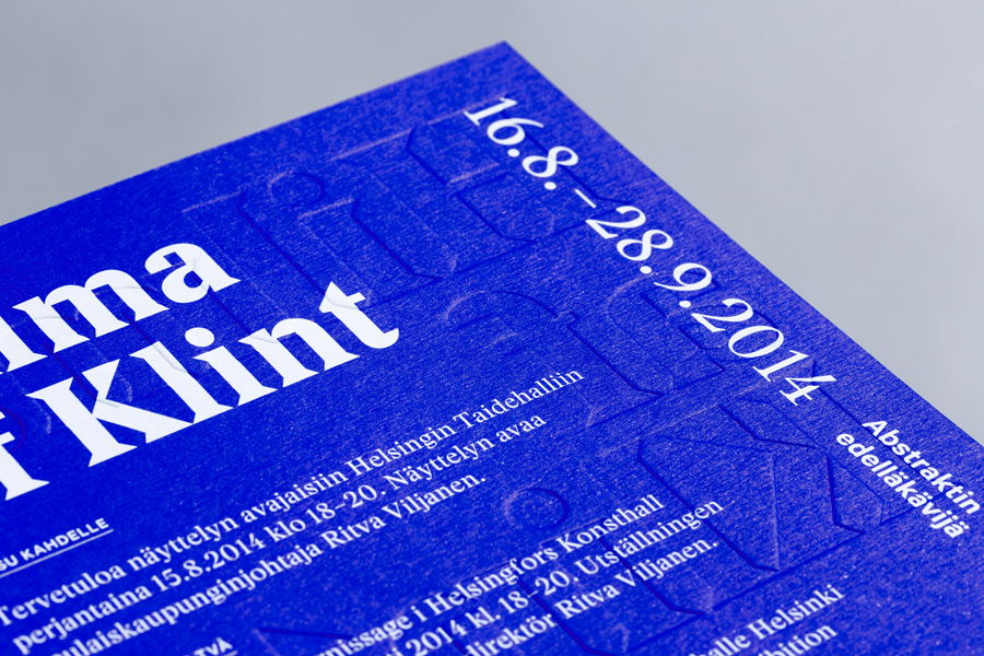 Print with blind emboss detail designed by Tsto for Finnish contemporary art gallery Taidehalli