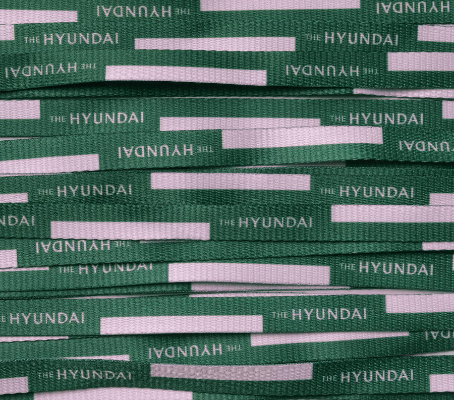 Branded ribbon for South Korean department store The Hyundai by graphic design company Studio fnt