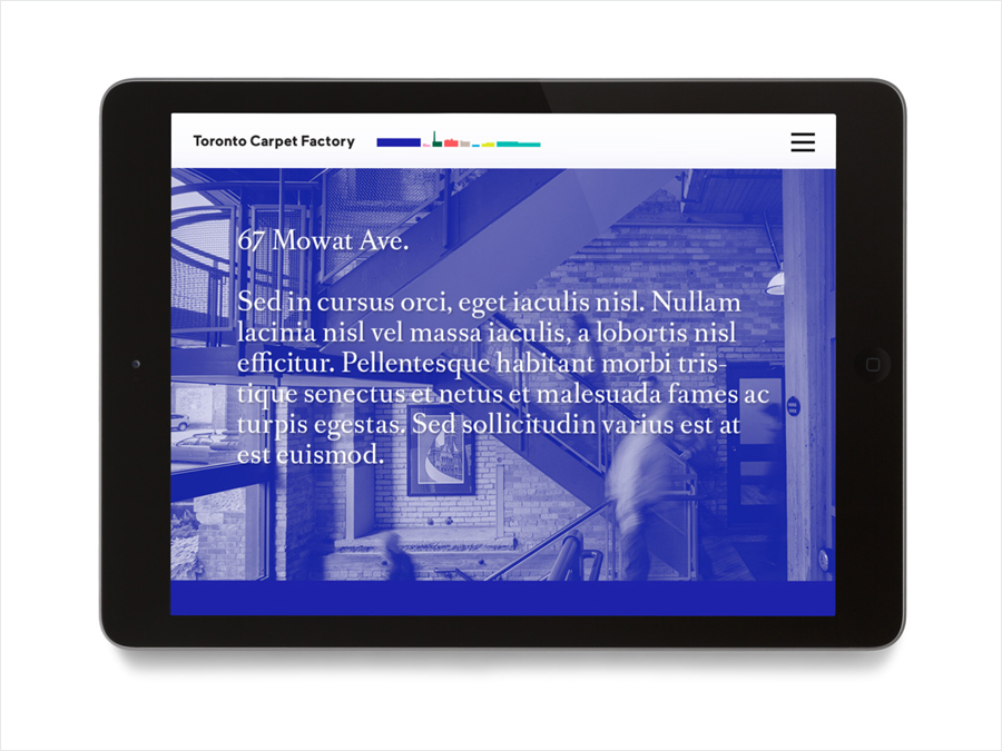 Brand identity and website for Toronto Carpet Factory by graphic design studio Bruce Mau Design