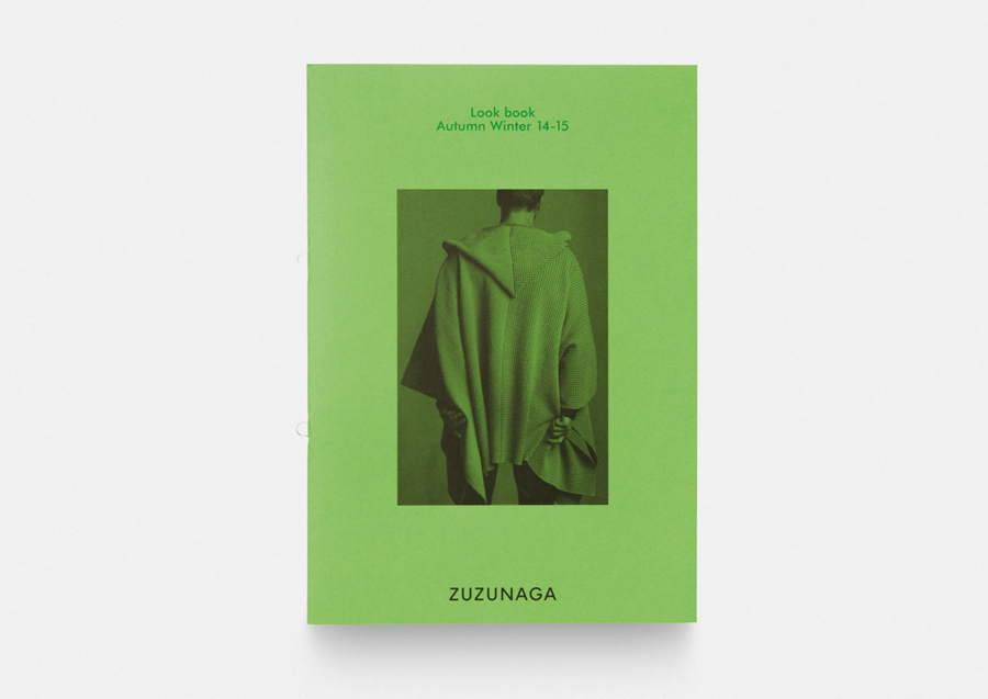 Brochure with green paper detail for fashion accessory and homeware brand Zuzunaga designed by Folch