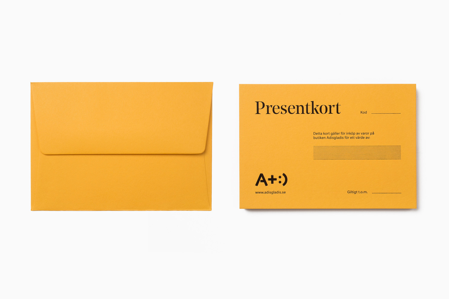 Black block foiled stationery designed by Bedow for Swedish clothing and gadget retailer Adisgladis