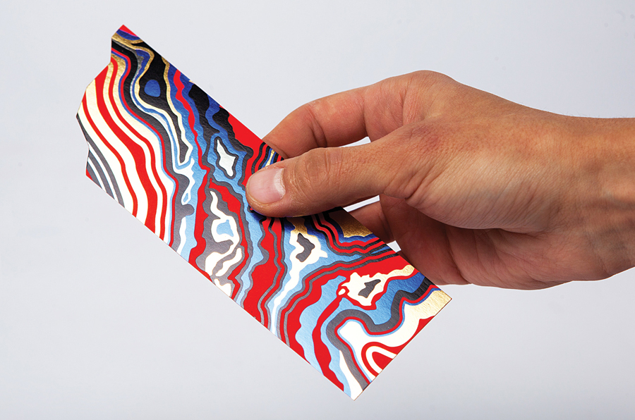 FIAC block foiled bookmark design by The Bakery featuring Arjowiggins Curious Matter papers and boards