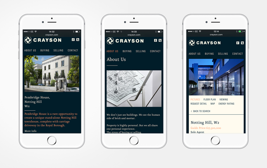 Mobile website for Crayson designed by Beam