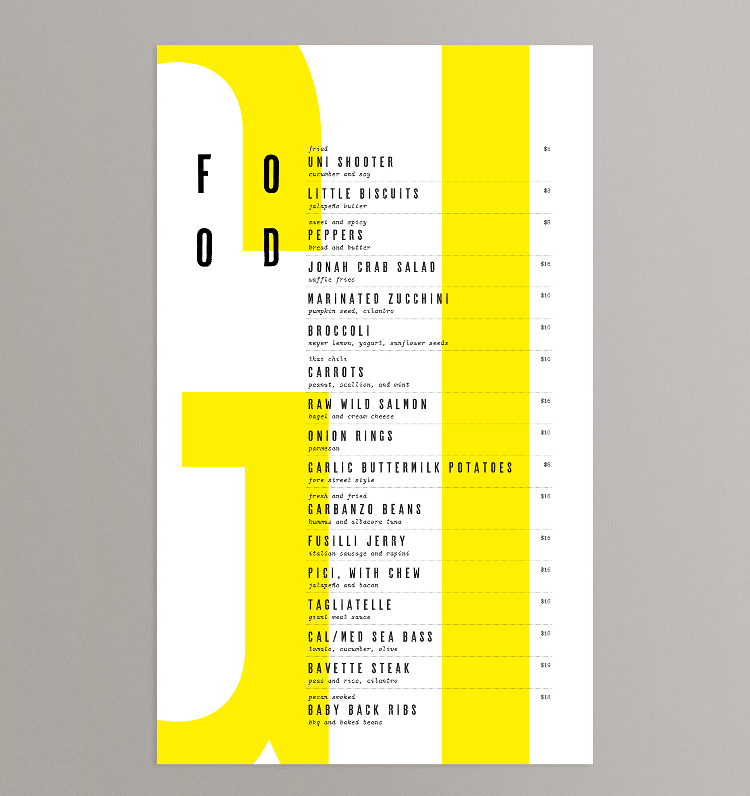 Brand identity and menus for Chicago restaurant Giant by Also Design, United States