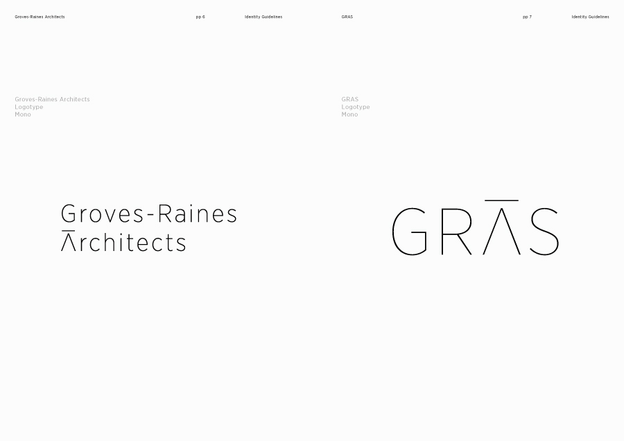 Brand identity guidelines designed by Graphical House for architectural studios Gras & Groves-Raines Architects