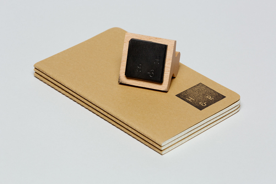 Hand stamped notebook for Husler & Rose designed by Post