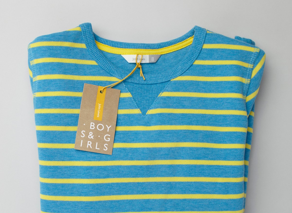 Brand identity and tags for John Lewis Childrenswear Department by Charlie Smith Design, London, UK