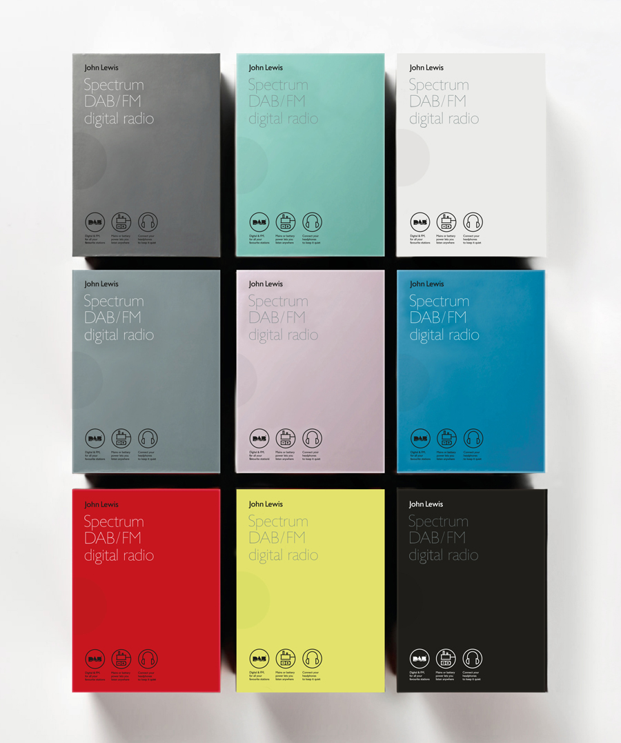Packaging design by Pentagram for John Lewis' consumer electronics range Spectrum