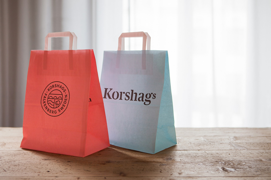 Visual identity and shopping bag design for Korshags by Kurppa Hosk