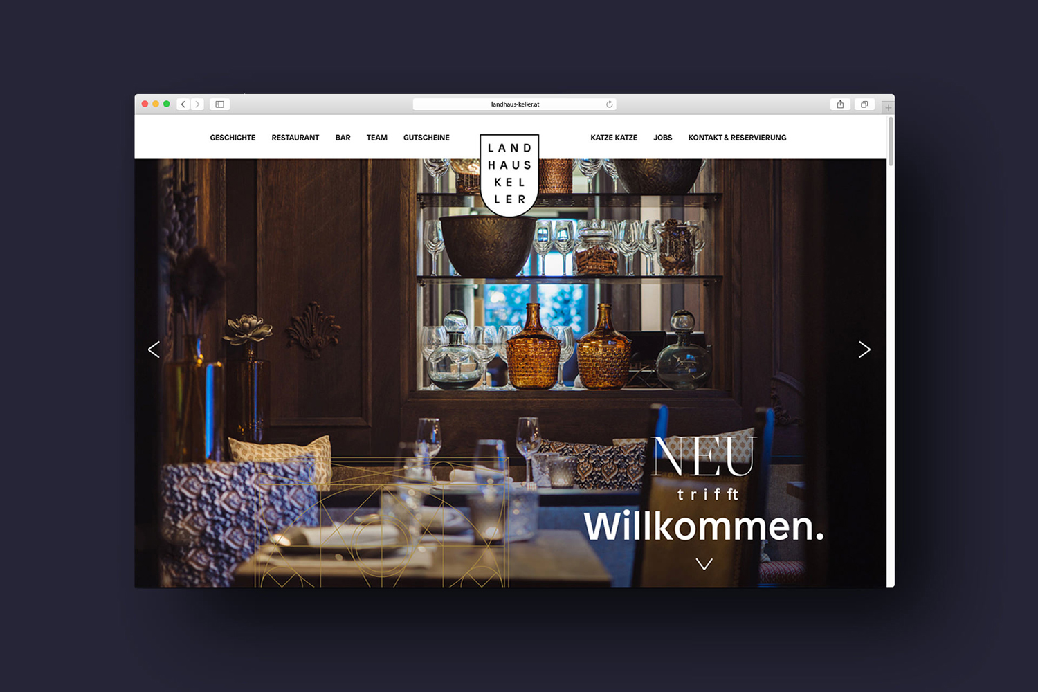 Brand identity and website by Austrian graphic design studio Seite Zwei for Graz-based restaurant Landhaus Keller. 
