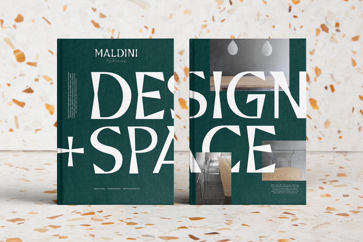 Logotype, business cards, tote bags and custom typeface by Jens Nilsson for interior design and carpentry business Maldini Studios