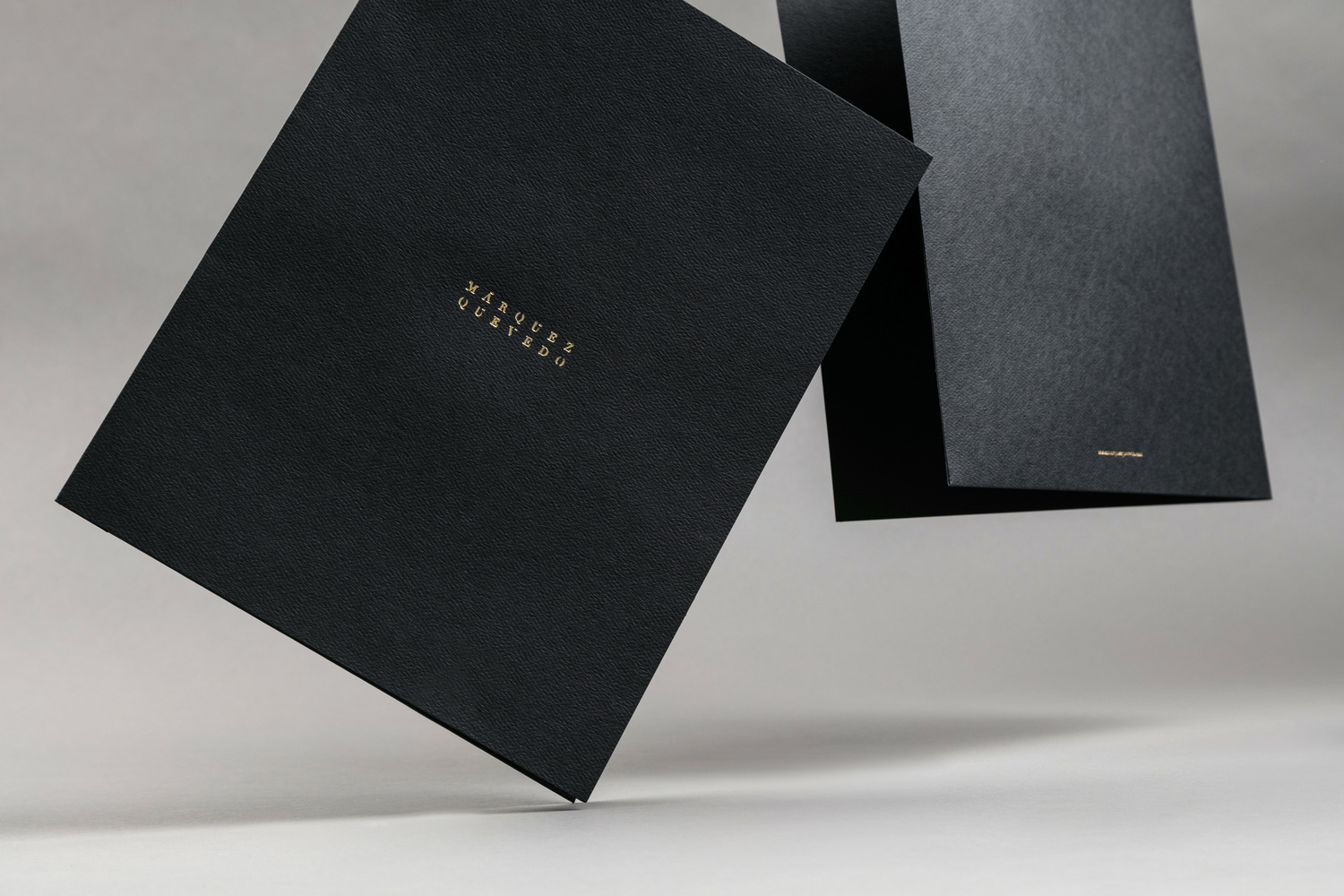 Brand identity and gold foiled folders for Mexican architectural studio Marquez Quevedo by La Tortillería