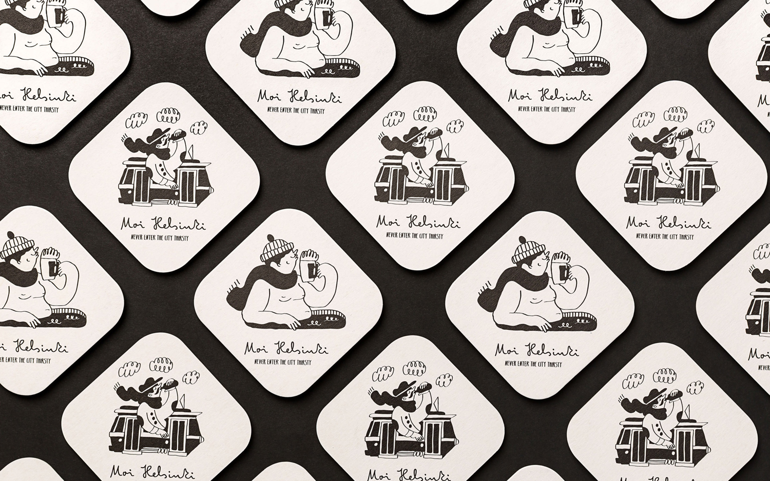 Brand identity and beer mats for Moi Helsinki by Bond, Finland