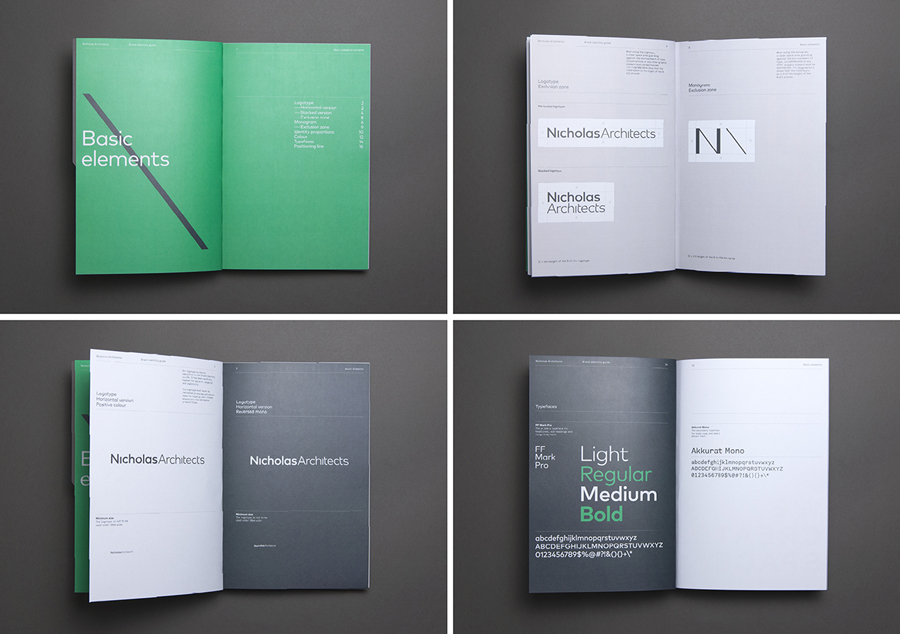Brand guidelines for Nicholas Architects by Strategy Design, New Zealand
