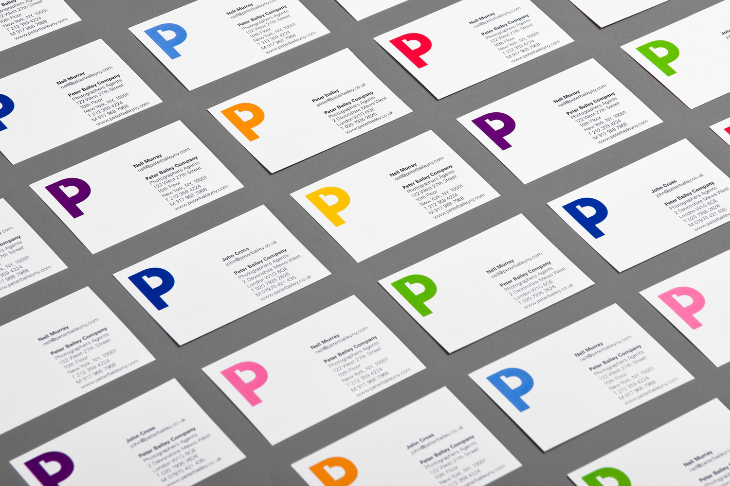 Logo and business cards for photographer and digital artist management agency Peter Bailey Company by Bunch