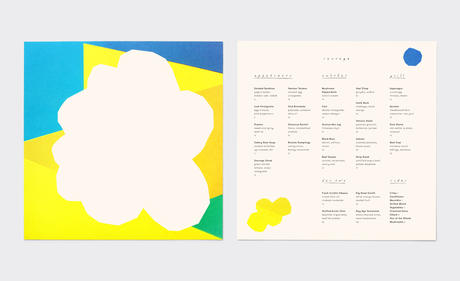 Brand identity and illustrated menus by New York design studio Triboro for Brooklyn cafe and bar Sauvage