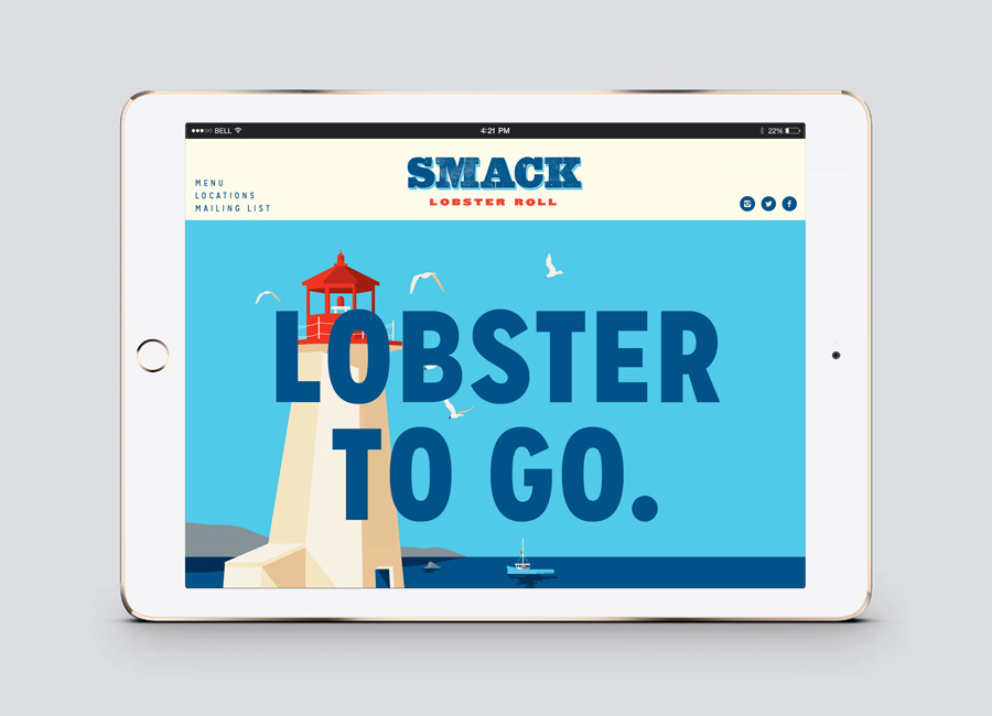 Website and illustration for Lobster takeaway business Smack Lobster Roll designed by &SMITH