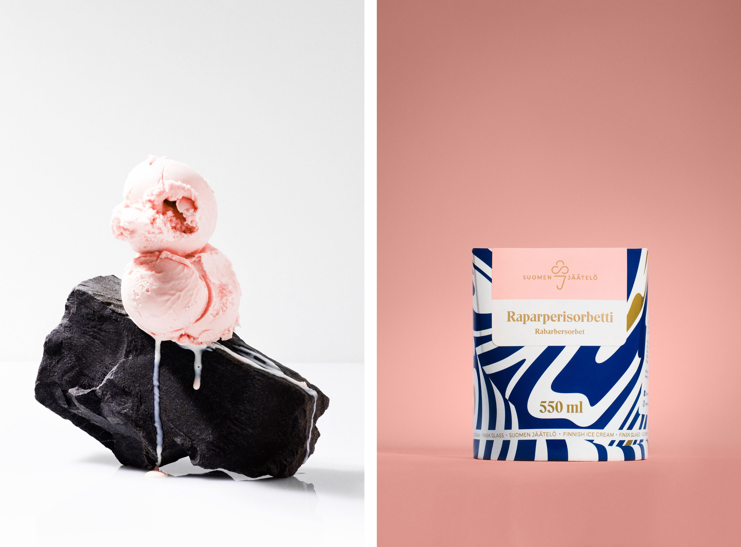 Brand identity and package design by Helsinki-based Werklig for Finnish ice cream brand Suomen Jäätelö 