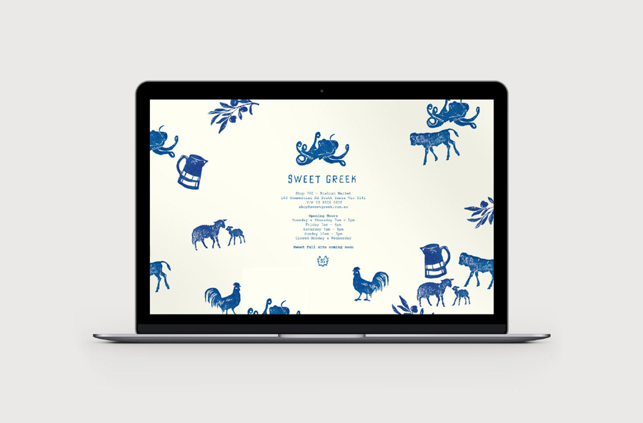 Logo and website with illustrative detail by Elise Lampe for Melbourne food store Sweet Greek designed by Studio Bravo