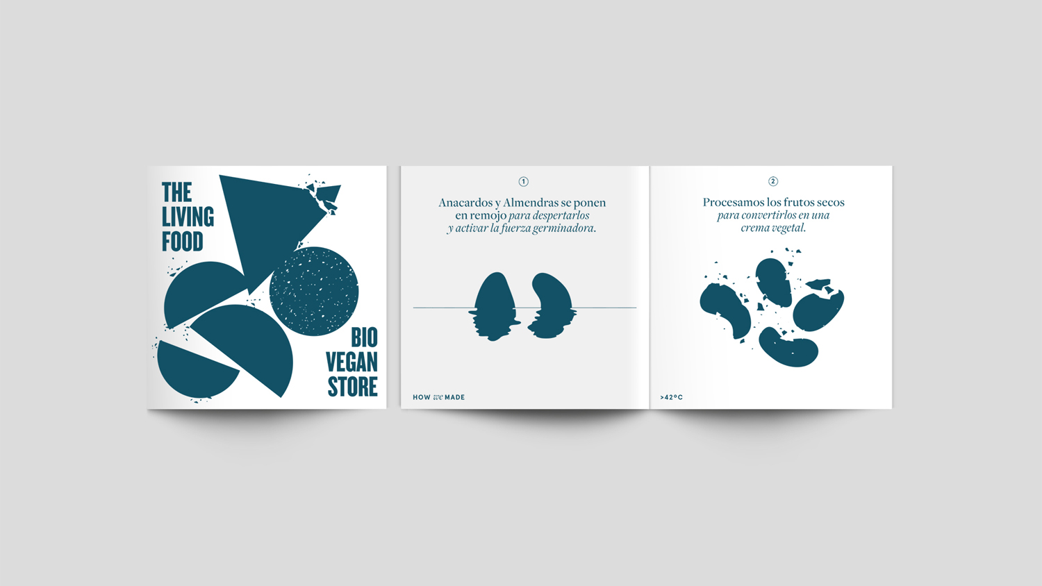 Print by Barcelona-based Francesc Moret Studio for The Living Food's range of nine vegan cheeses