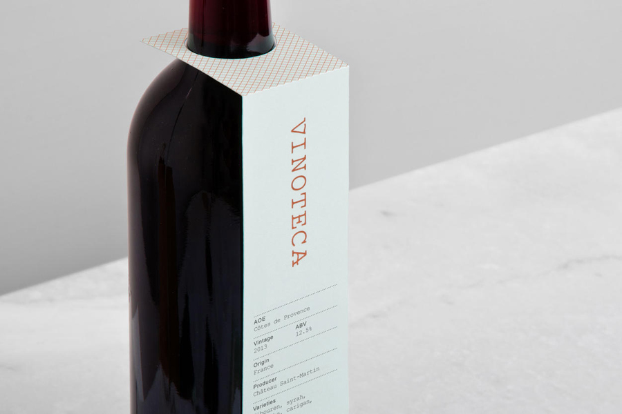 Branding and wine tags for London restaurant group Vinoteca by British graphic design studio dn&co.