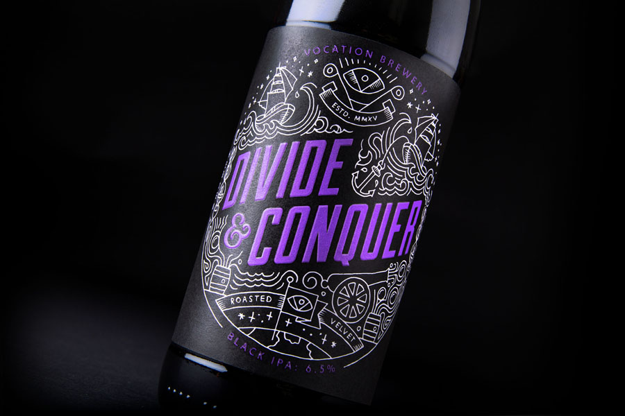 Illustrated package design by Robot Food for British craft beer microbrewery Vocation.