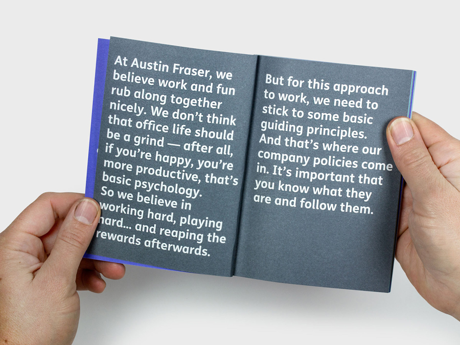 Employee handbook for Austin Fraser designed by Felt