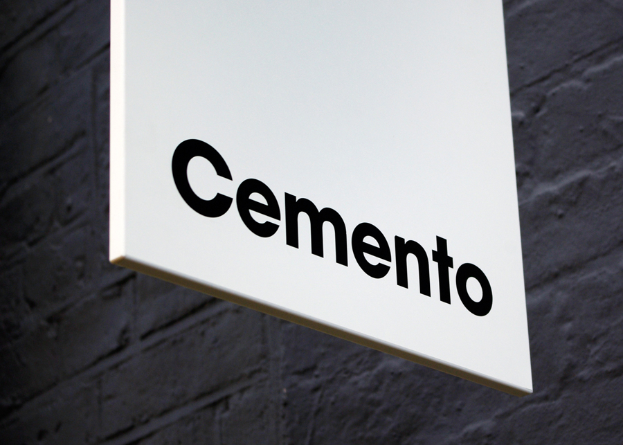 Logo and signage designed by S-T for cement veneer product Cemento featured on BP&O