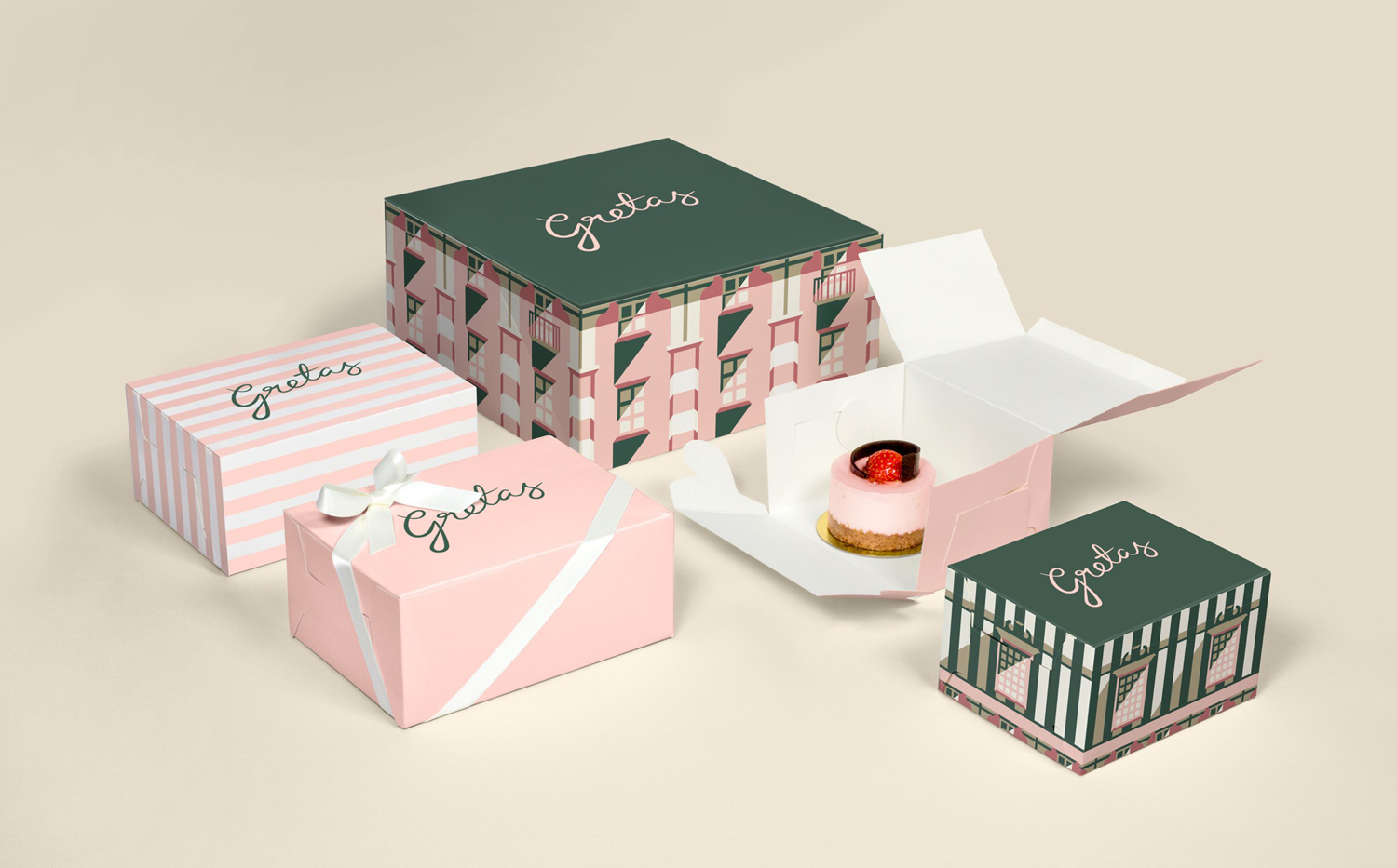 Brand identity and illustrated packaging for Stockholm-based cafe Gretas at Haymarket designed by 25AH, Sweden