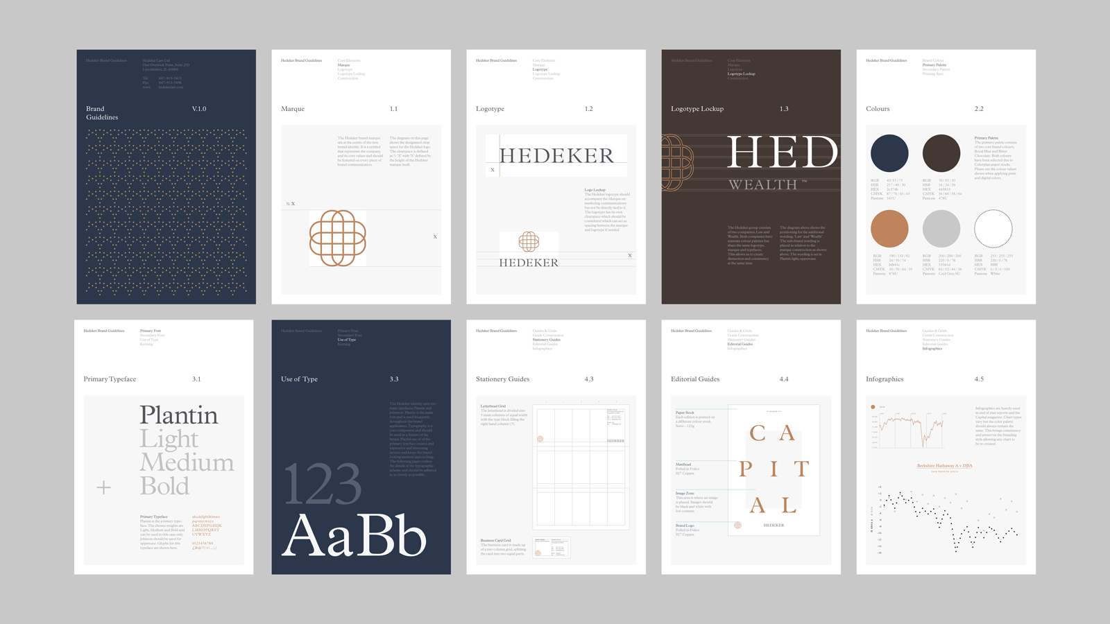 Brand guidelines for Illinois based Hedeker Wealth & Law by Socio Design