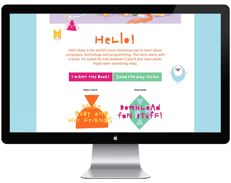 Visual identity and website by graphic design studio Kokoro & Moi for popular children's computing brand Hello Ruby