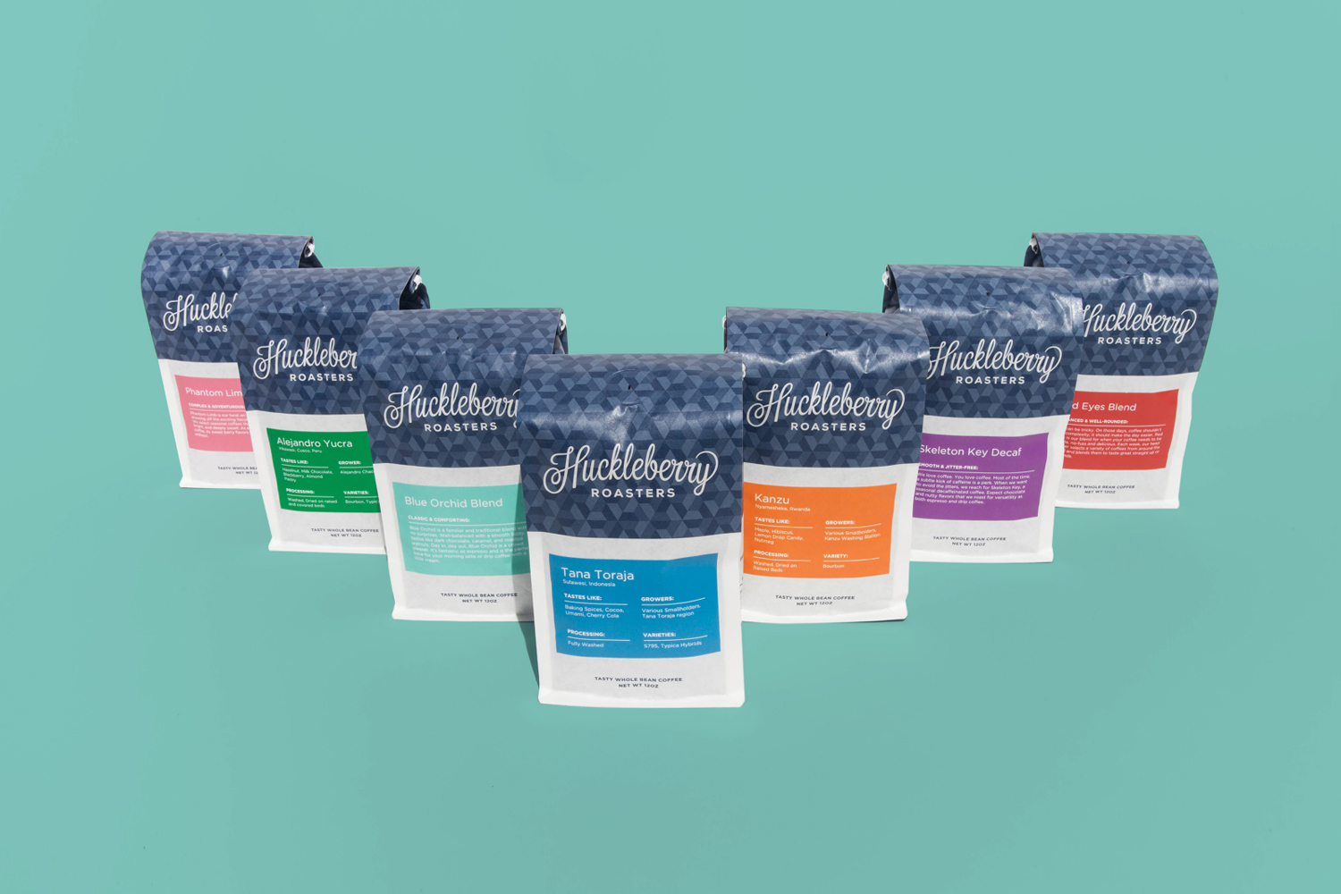 New packaging for Colorado coffee roaster Huckleberry by Mast