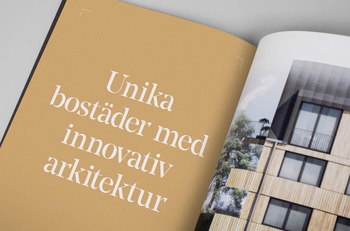 Brand identity and project brochure spread for Scandinavian developer Innovation Properties by 25AH
