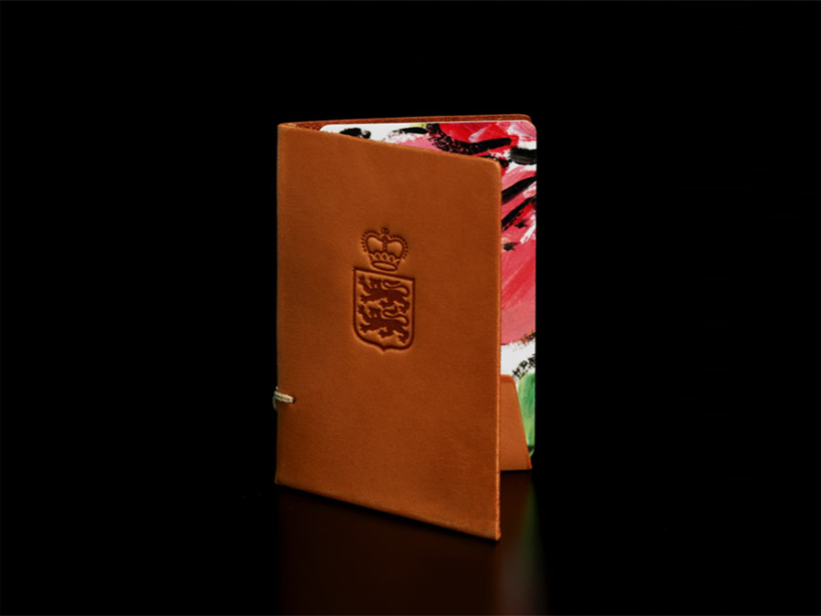 Key card holder with embossed detail designed by Pentagram for Spanish hotel, golf club and spa resort Marbella Club