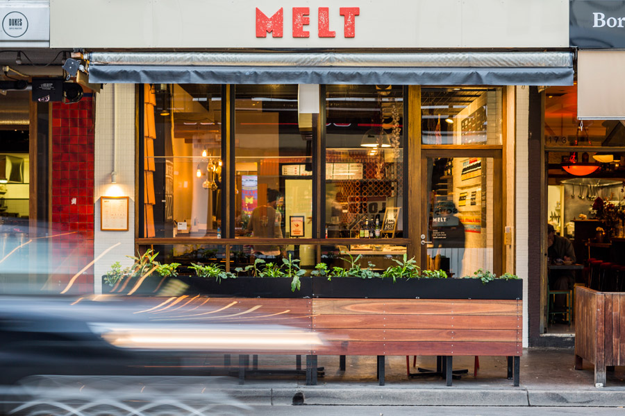 Logo and signage by Can I Play for Australian pizza franchise Melt
