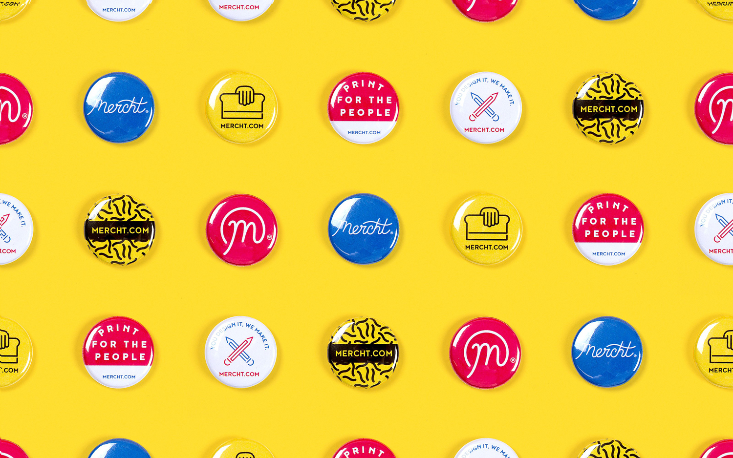 Brand identity and badges for UK based custom merchandise business Mercht by Robot Food