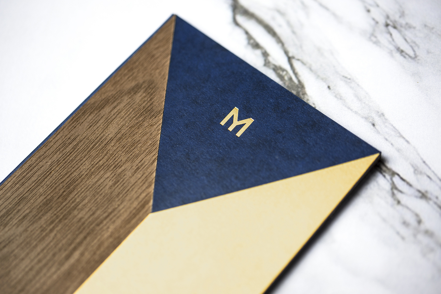 Logo and receipt holder with inlaid cover by Bibliothèque for Monica Galetti's new London restaurant Mere