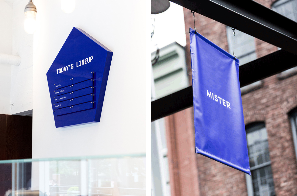 Brand identity and signage by Brief for Vancouver-based all natural, artisanal and seasonal ice cream business Mister