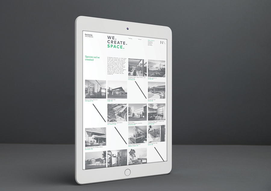Brand identity and website for Nicholas Architects by Strategy Design, New Zealand